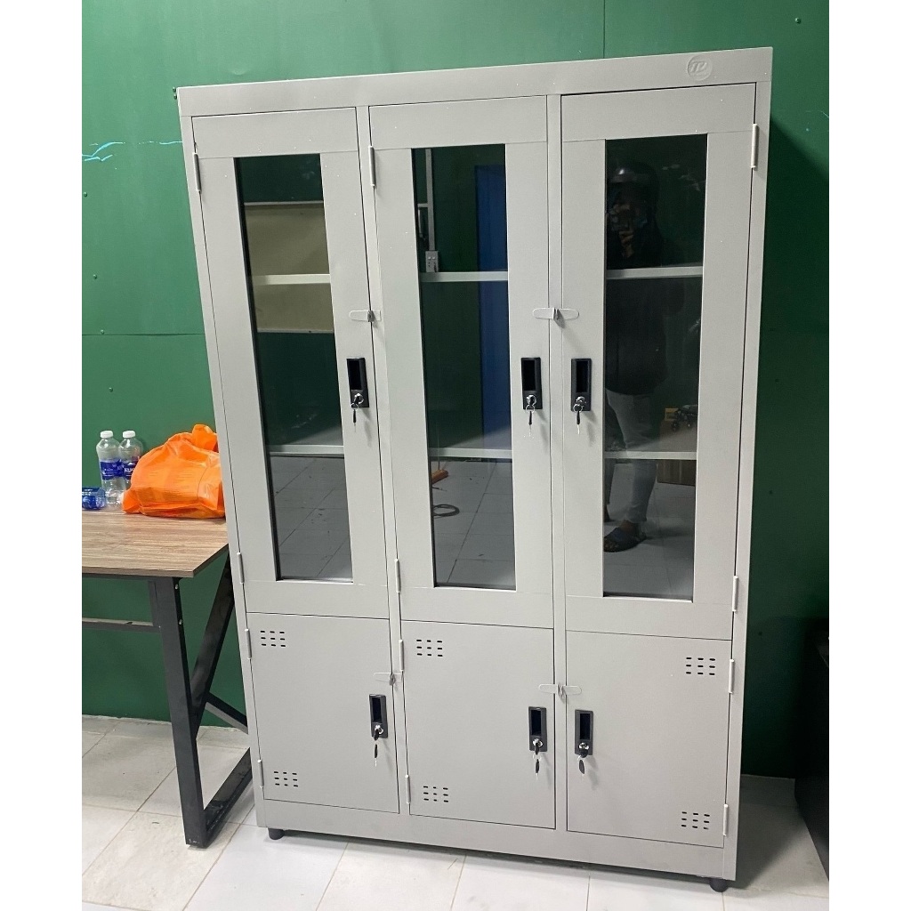 Tủ hồ sơ 2 3 cánh kính sắt - tủ hồ sơ văn phòng đựng tài liệu, tủ sắt trưng bày.