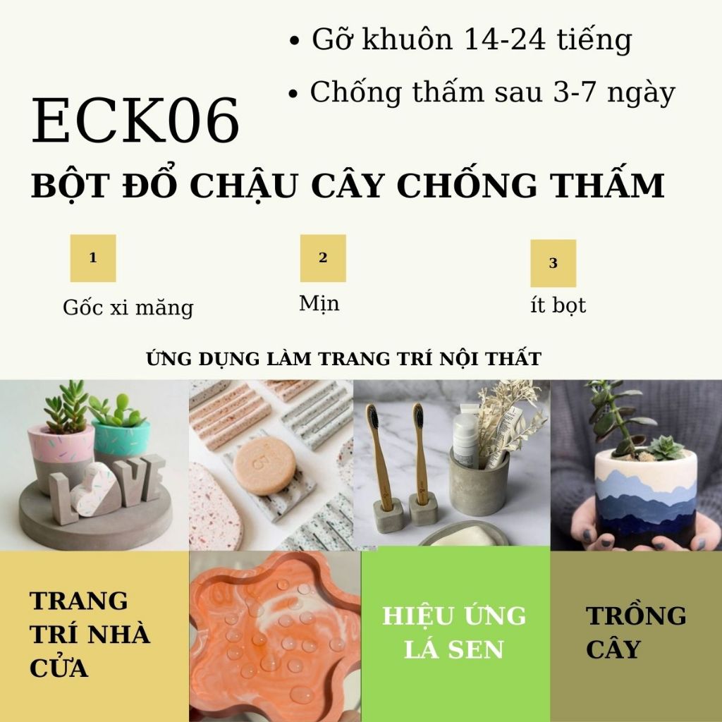 [3KG BỘT ĐỔ KHUÔN CHỐNG THẤM ] ECK06 bột đổ khuôn chống thấm cho chậu cây khay nhà tắm vật dụng tiếp xúc với nước DIY
