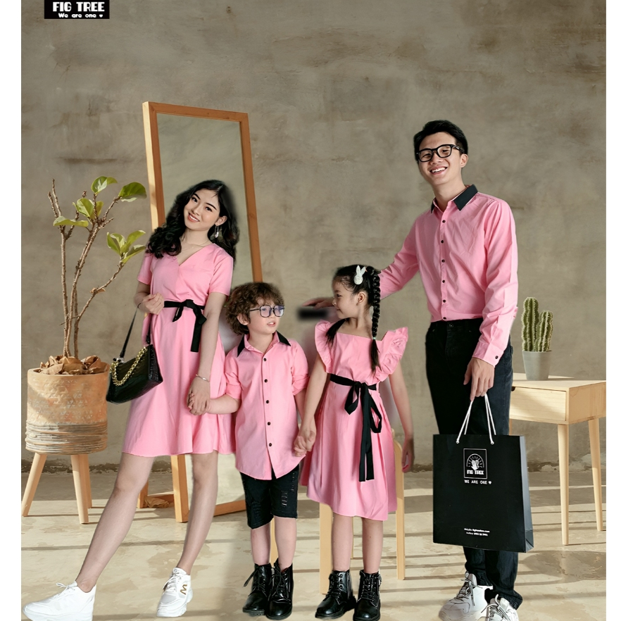 Set Gia Đình Fig Tree Màu Hồng Phối Viền Siêu Ngọt Ngào