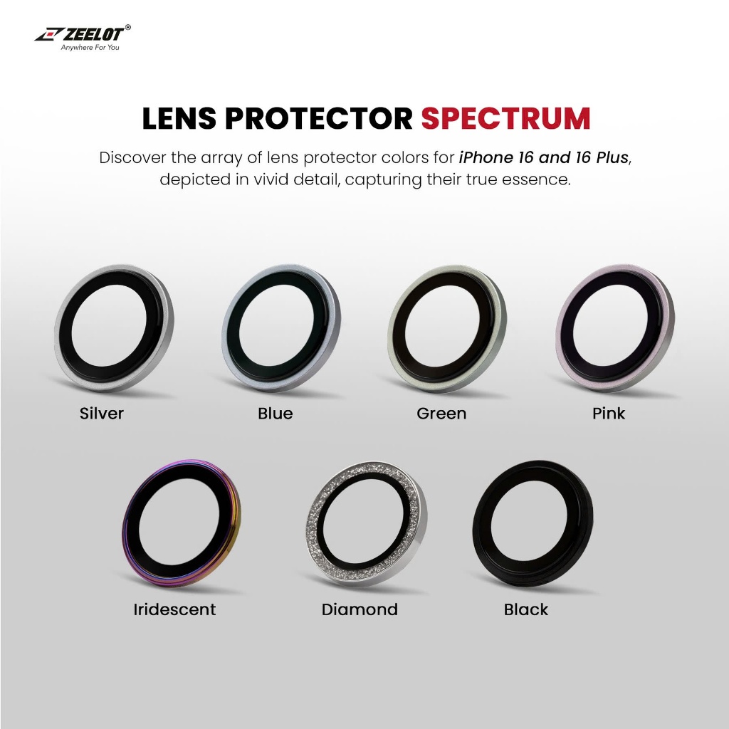 Cường Lực Bảo Vệ Lens Camera Zeelot  Có Thể Tự Dán tại Nhà cho iP 16/ 15/14 Series