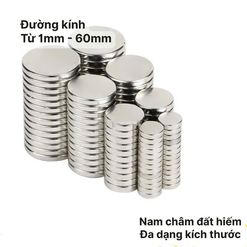 N35 N42 N52 Nam châm viên tròn nhiều kích thước. Nam châm trắng. Nam châm đất hiếm Nam châm vĩnh cửu (10viên)
