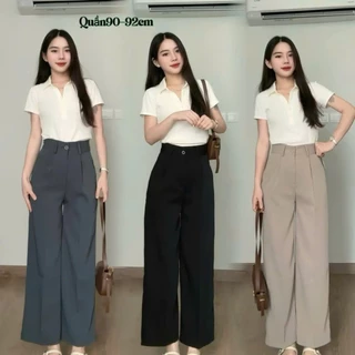 Quần Tây Ống Suông Dành Cho Nấm Lùn Dưới 1m55 (Chất Gold Nhật) Lưng Cao Tôn Dáng Dài 90-93cm