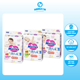 [Mẫu Mới] Tã Bỉm Dán Merries Nội Địa cộng miếng đủ size NB76+6/S70+6/M56+4