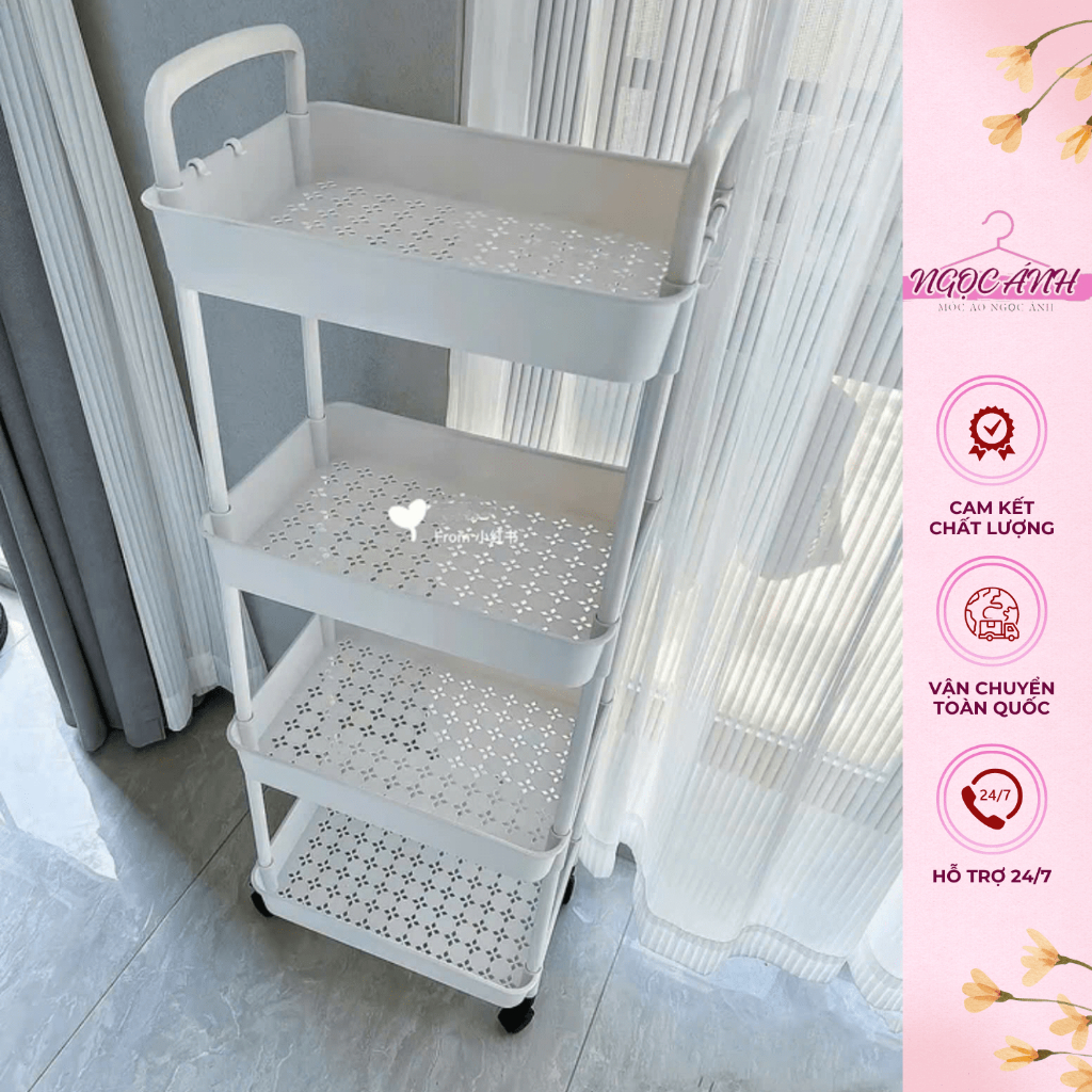 Kệ Đa Năng 3-4 Tầng Có Bánh Xe Di Chuyển Đựng Đồ Nhà Bếp, Nhà Tắm, Kệ Spa Hàng Loại 1 Dày Dặn Cứng Cáp