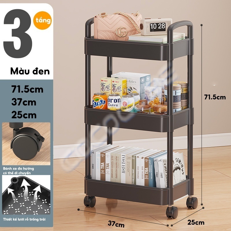 Kệ 3-4 Tầng Đa Năng Có Bánh Xe Di Chuyển Phù Hợp Nhà Bếp, Nhà Tắm, Kệ Spa Hàng Loại 1 Dày Dặn Cứng Cáp
