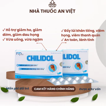 CHILIDOL - Viên uống, ngậm giảm khản tiếng, viêm họng, đau rát họng, viêm thanh quản - Hộp 30 viên