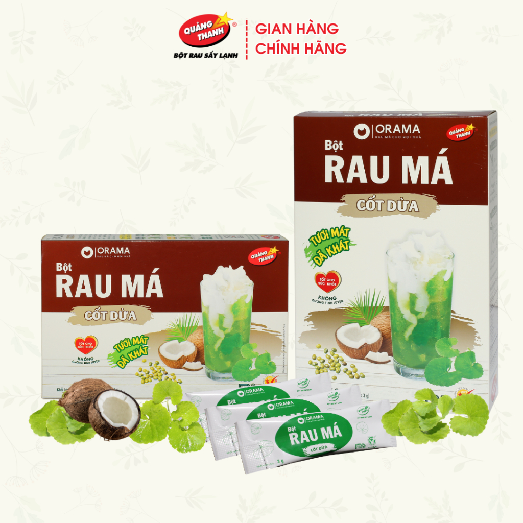 Product image Hộp Bột Rau Má Cốt Dừa ORAMA – Đường 0 calo ( 3g x 14 gói/ hộp) 2