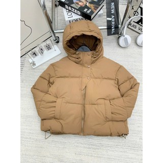 Áo Khoác Phao Vải Tráng Hạt Gạo Có Mũ Nẹp 3 Cúc Bấm Dây Rút Gấu Áo Khoác Phao Nữ Siêu Nhẹ Freesize