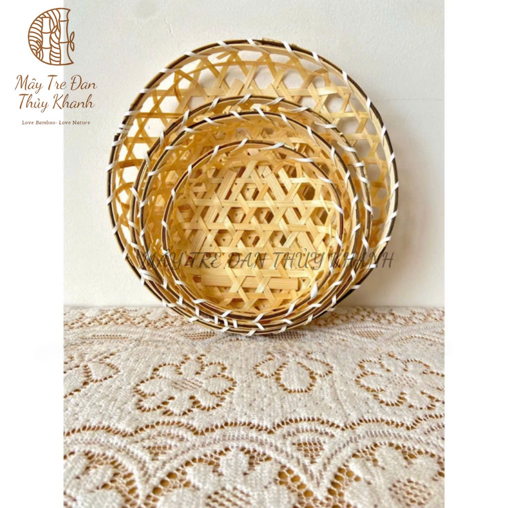Rổ tre đan thưa hình tròn decor, đựng hoa quả Mây Tre Đan Thuỷ Khanh ...