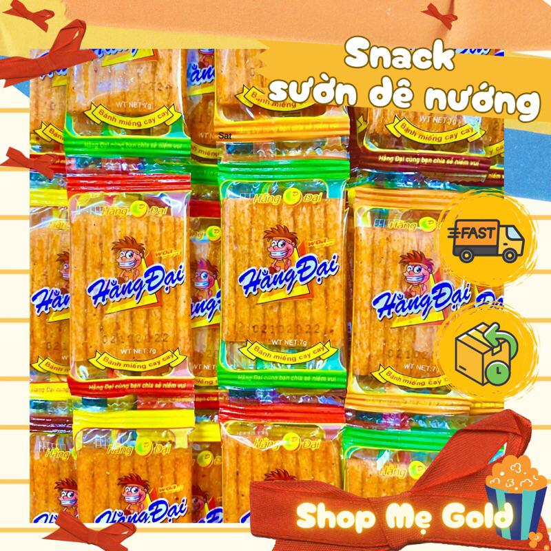 Snack sườn dê nướng Hằng Đại, bim bim miếng cay cay (bịch 60 gói), đồ ...