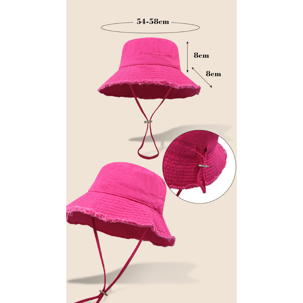 Mũ Bucket Tua Rua JB08 Jussy Official Rộng Vành Che Nắng Vải Cotton Mềm Mịn Phong Cách Hàn Quốc Form Unisex Có Dây Rút | BigBuy360 - bigbuy360.vn
