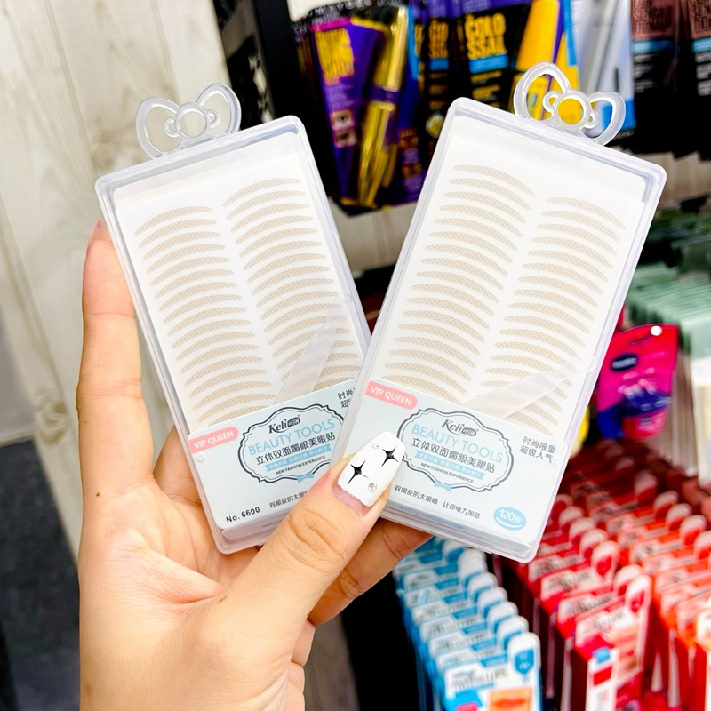 Set dán mí lưới Keli 120 cặp sẵn keo màu da. Giúp việc trang điểm mắt dễ dàng thuận lợi.
