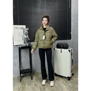 Áo Khoác Phao Da Trơn Cúc Bấm Dây Rút Gấu Kéo Khoá Cao Cổ Khoác Phao Nữ Siêu Nhẹ Freesize