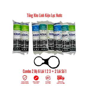 Combo 2 Bộ 6 Lõi + 2 Lõi Số 1 - Tổng 8 Lõi AQUA Dùng cho mọi loại máy lọc Ro cốc lọc 10inch