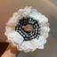 Dây buộc tóc ren trắng vải cotton to cỡ lớn nhiều lớp, cột tóc scrunchies phối ren đen trắng kiểu Pháp retro