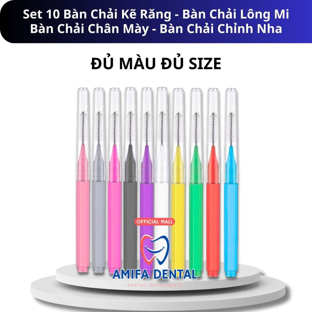 Set 10 Bàn Chải Kẽ Răng, Cọ Chải Mi, Lược Chải Lông Mày Mini, Bàn Chải Chỉnh Nha, Chải Uốn Mi, Chải Gắn Mi Giả