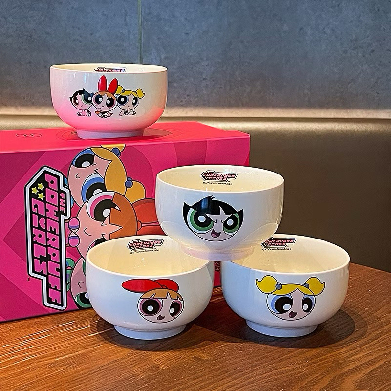 Bộ 4 Chén Ăn Cơm Bằng Sứ POWERPUFF Dễ Thương - Set 4 Chén Có Kèm Hộp ...