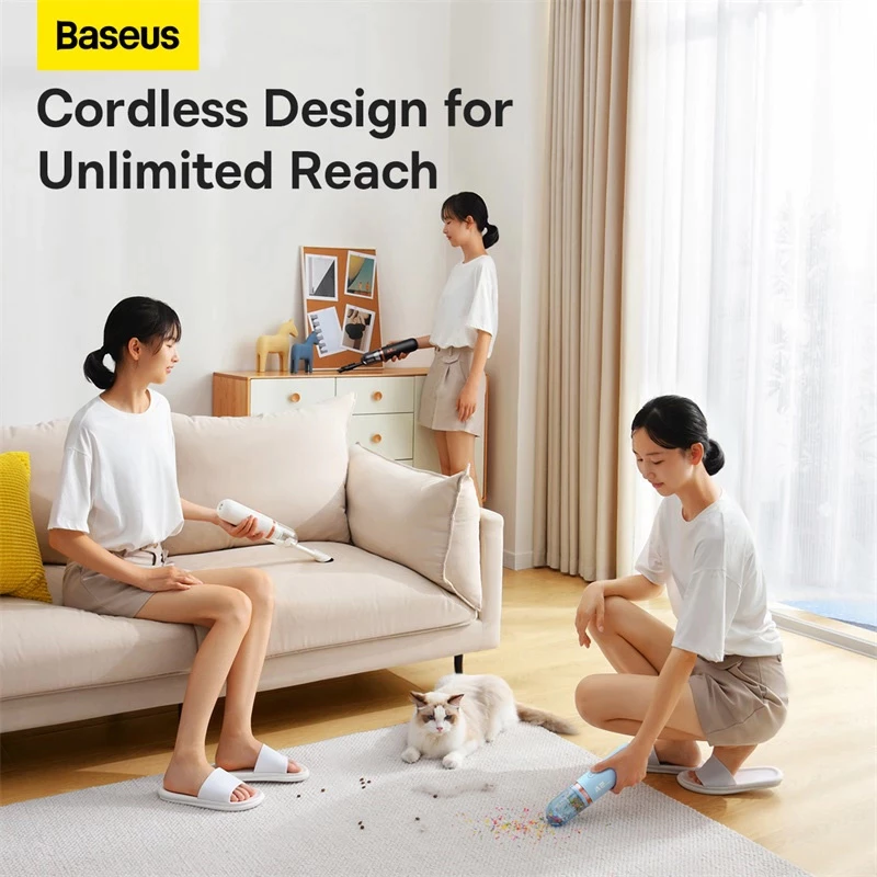 Máy Hút Bụi Mini Cầm Tay BASEUS A2 Pro Lực Hút 6000Pa Màng Lọc HEPA Dùng Trong Nhà Văn Phòng Xe Hơi