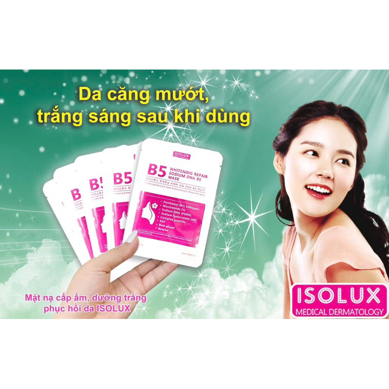 20 cái Mặt nạ ISOLUX Whitening repair sodium DNA B5 mask HQ 25ml hạn 2029 - dưỡng trắng cấp ẩm  da IS71