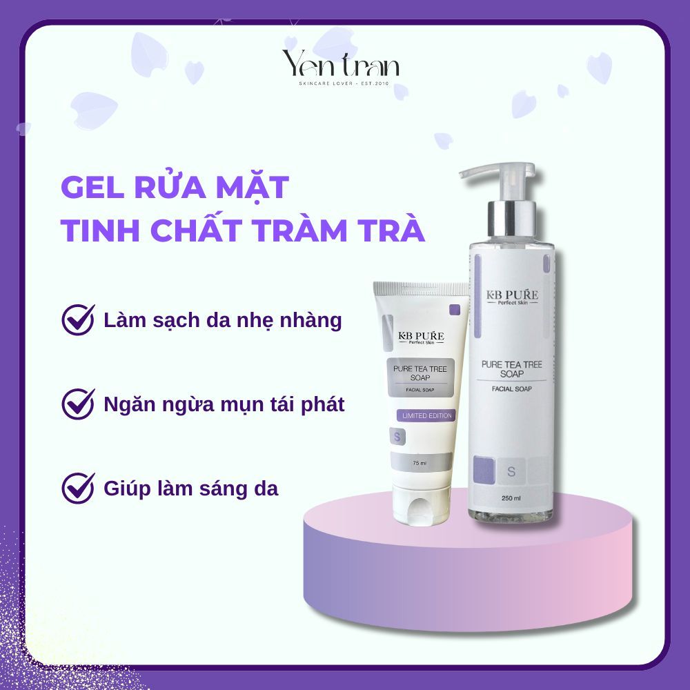 Gel rửa mặt tràm trà KB Pure Tea Tree Soap 75/250ml làm sạch sâu cho da ...