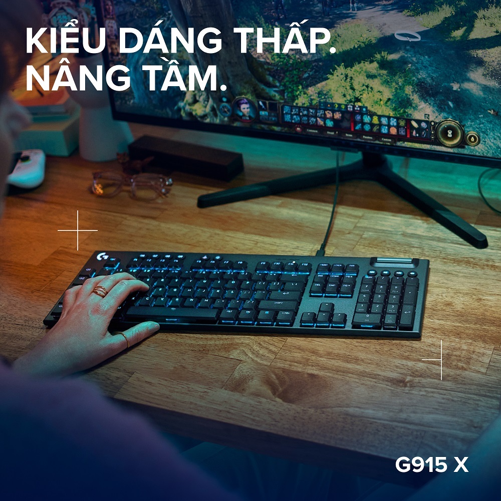 Bàn phím cơ Gaming có dây Lowprofile Logitech G G915 X Fullsize, Mũ phím PBT, nút lập trình, RGB | BigBuy360 - bigbuy360.vn