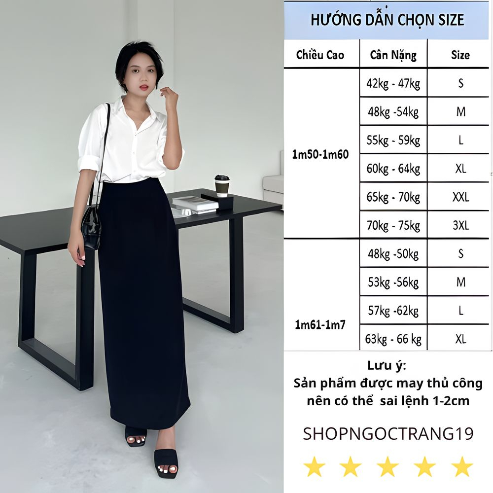 Chân Váy Xuông 88cm Xẻ Tà Sau Phối Túi 2 Bên Thời Trang Công Sở 2024 SHOPNGOCTRANG19 CV58