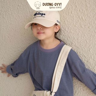 Áo thun kẻ trẻ em dài tay style Hàn Quốc dáng oversized | Dương Oyy 011123161