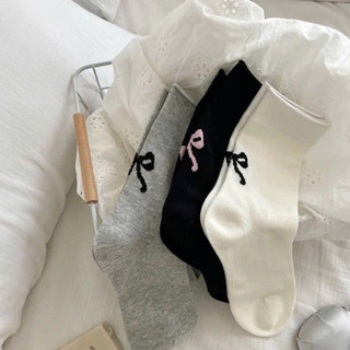 Sét 10 đôi tất nơ cổ cao, màu trơn xinh iu 🌸 tuyển sỉ🌸