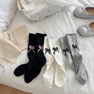 Sét 10 đôi tất nơ cổ cao, màu trơn xinh iu 🌸 tuyển sỉ🌸