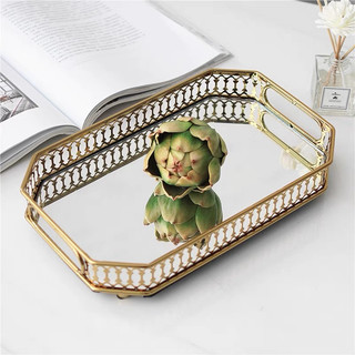 Khay mặt gương đựng đồ đa năng mạ mầu vàng Gold sang trọng