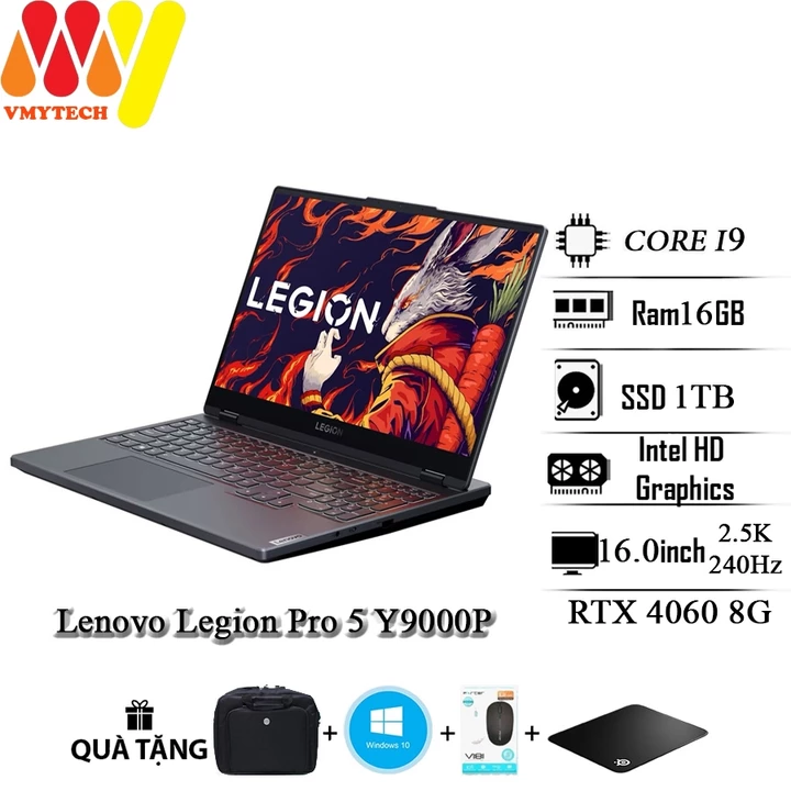 Laptop Lenovo Legion Pro 5 Y9000P (2024), Core i9-14900Hx, Ram 16GB, SSD 1TB, RTX 4060 8GB, màn hình 16inch 2.5k 240Hz