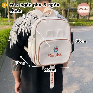 Balo Thêu Tên theo yêu cầu, balo đi học - balo hình thỏ (kèm dây tag thêu biệt danh cho bé)