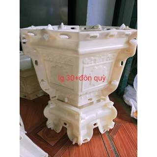 Khuôn đúc chậu lục giác rộng 30 cao 22 mẫu hoa kèm chân quỳ, chất liệu nhựa abs