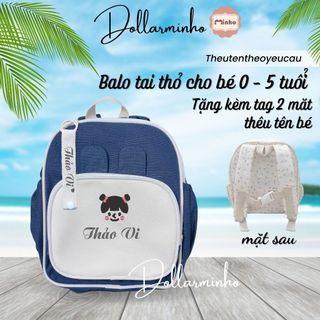Balo TẶNG THÊU TÊN cho bé từ mầm non chất liệu siêu xinh thêu tên theo yêu cầu Dollar Minho