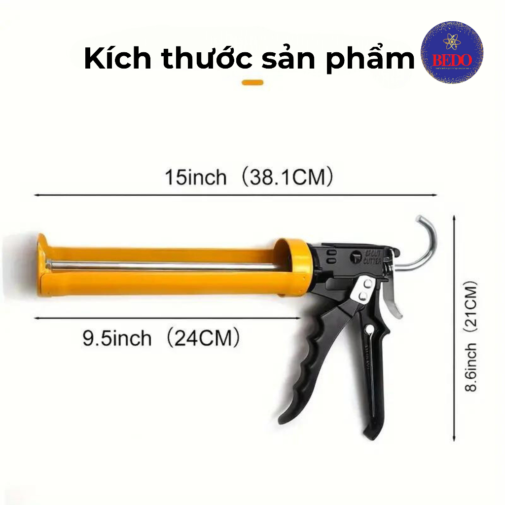Súng Bắn Keo Silicon Cầm Tay BEDO Hợp Kim Nhôm Chắc Chắn Thi Công Keo Silicon Mượt Chính Xác