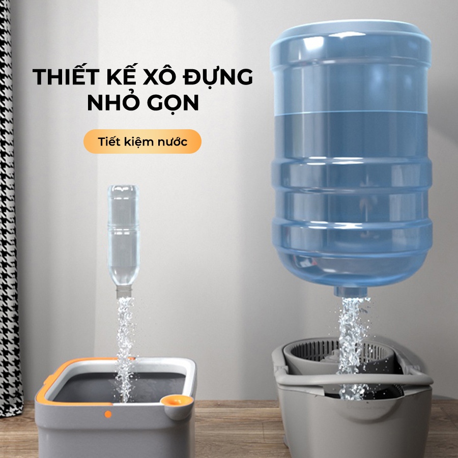 Ảnh Bộ cây lau nhà ZOLELE 360 độ tự vắt 2 ngăn tách riêng nước bẩn M16 Trắng Kem (Phiên bảng giới hạn) 3