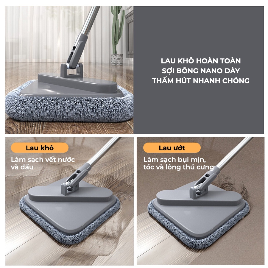 Ảnh Bộ cây lau nhà ZOLELE 360 độ tự vắt 2 ngăn tách riêng nước bẩn M16 Trắng Kem (Phiên bảng giới hạn) 4