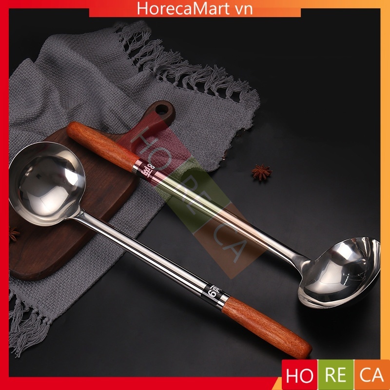 Vá xào inox cán gỗ size Ø11.7/ Ø12.6/ Ø13.5/ Ø14.5cm, dùng xào mì, hủ ...