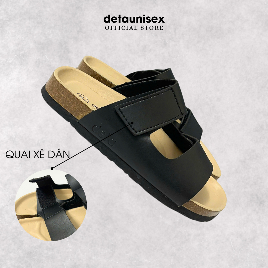Ảnh Dép Birken đế trấu nam 2 quai ngang Detaunisex lót si kem - DETA25D 2