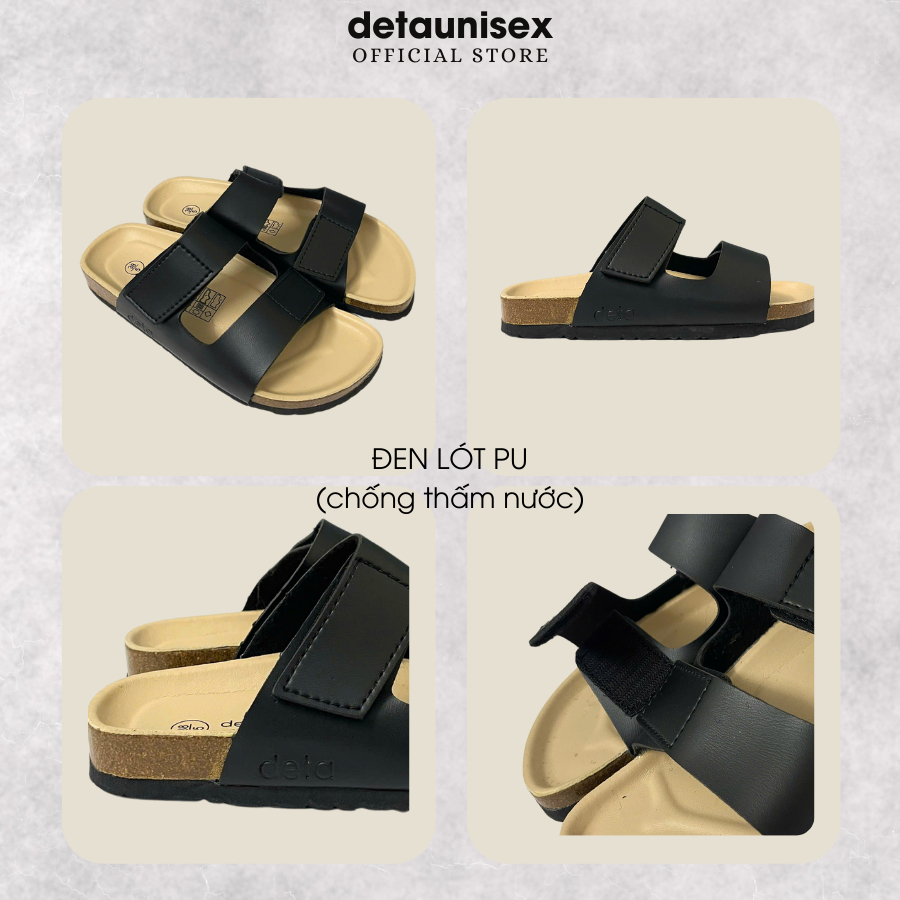 Ảnh Dép Birken đế trấu nam 2 quai ngang Detaunisex lót si kem - DETA25D 1