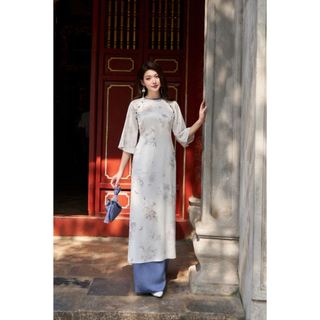 Áo dài tay lỡ cổ tròn phối tà ngắn AD195