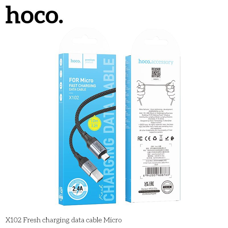 Dây sạc micro hoco X102 cáp sạc bọc dù siêu bền .
