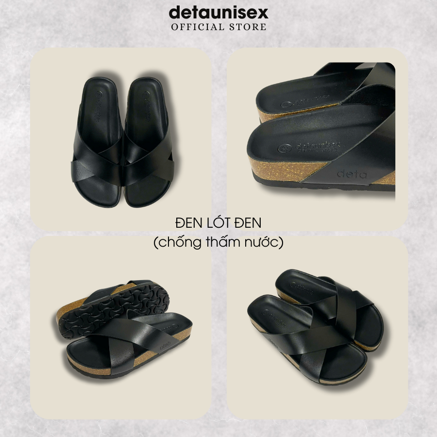 Ảnh Dép đế trấu Detaunisex đi mưa màu Đen lót Đen thời trang 1