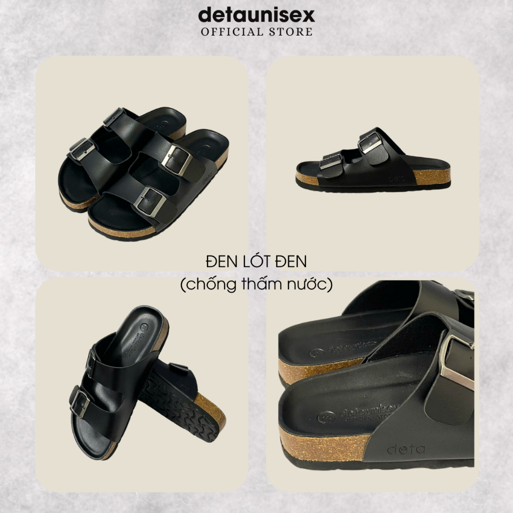 Ảnh Dép đế trấu Detaunisex đi mưa màu Đen lót Đen thời trang 2