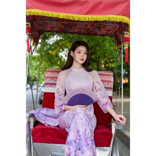 Áo dài cách tân tà ngắn phối hồ điệp 3D AD188