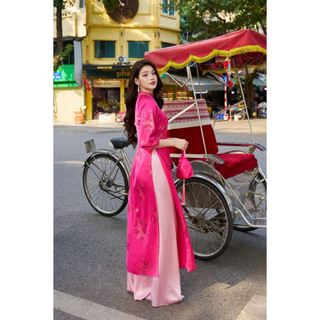 Áo dài cách tân cổ 3 phân tà ngắn AD194