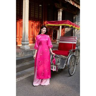 Áo dài cách tân cổ 3 phân tà ngắn AD194