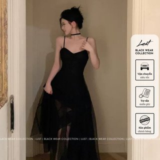 Váy hai dây phối voan sang chảnh LUST chất liệu dày dặn T40
