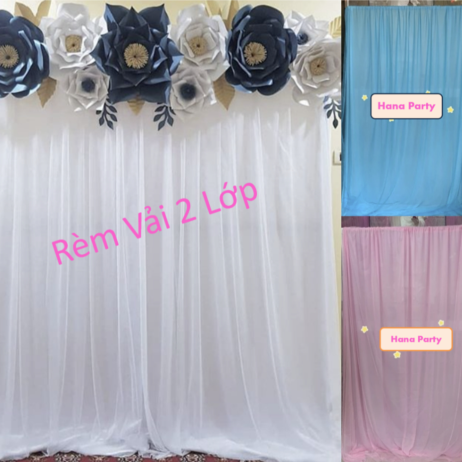(Đã May Sẵn, Tặng Dây Treo) Rèm voan 2 lớp (voan lưới + thun) làm phông ...