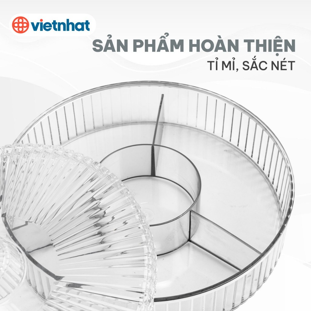 Khay đựng bánh kẹo mứt Tết 4 ngăn trang trí bàn trà mời khách Chính Hãng VIỆT NHẬT (mã 5635)